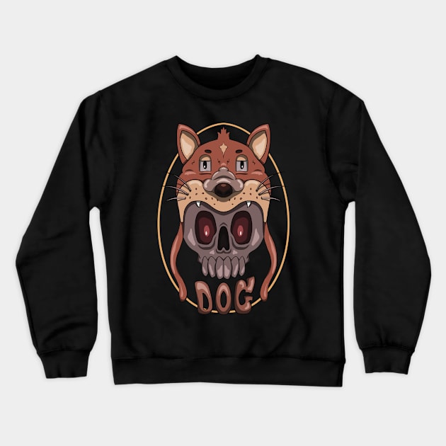 A skull demon wearing a cute dog Crewneck Sweatshirt by Watidstudio